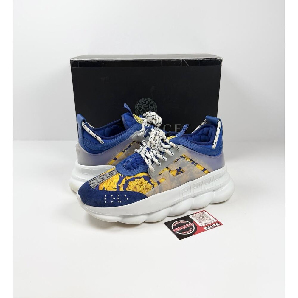 Size 42EU/9US - Versace Chain Reaction Blue Yellow Sneakers
